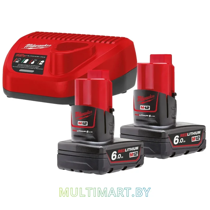 Аккумулятор с зарядным устройством Milwaukee M12 NRG-602 (2x12В/6 Ач + 12В)